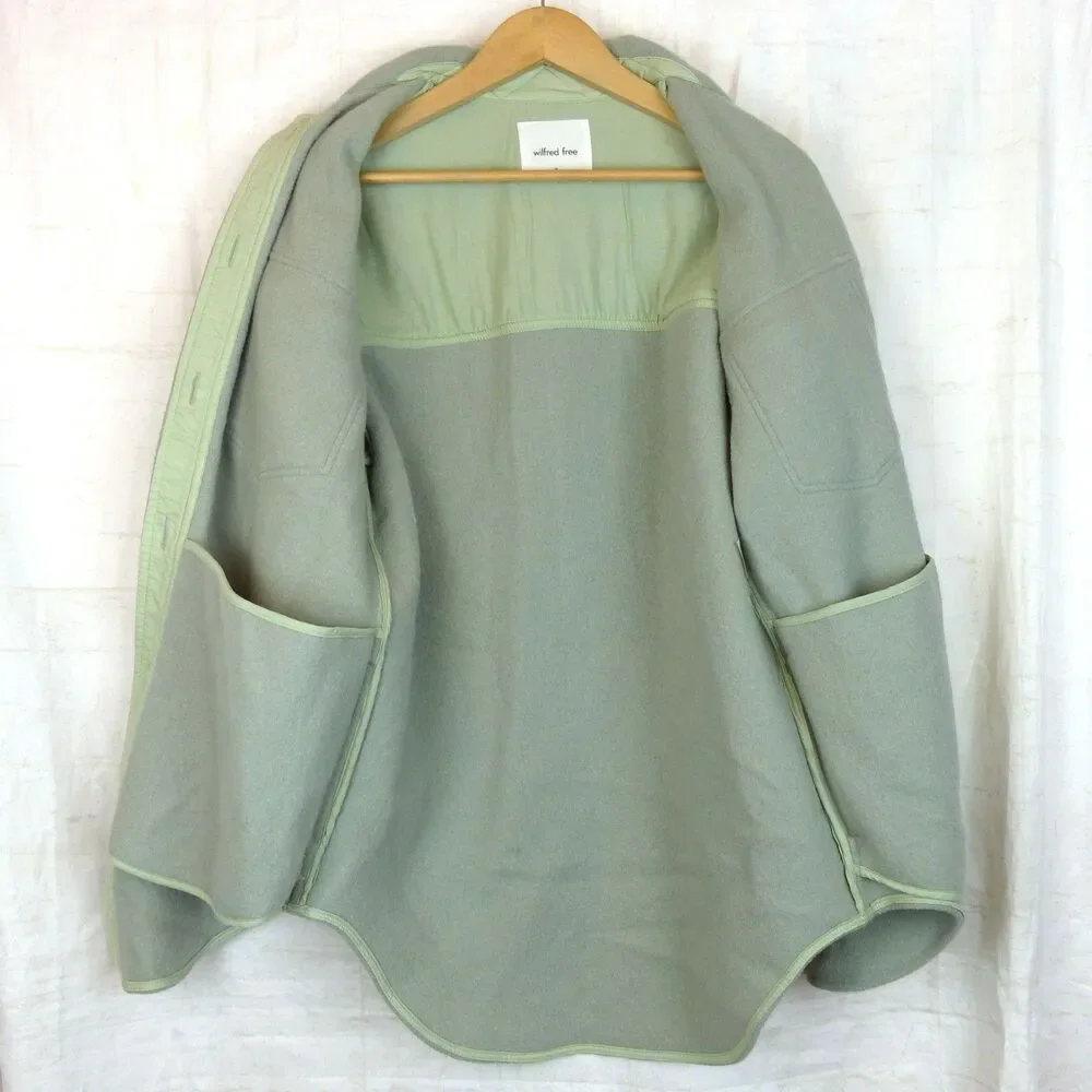 Aritzia Wilfred Free Ganna Shacket Womens M Green Merino Wool Jacket Utility NWT
